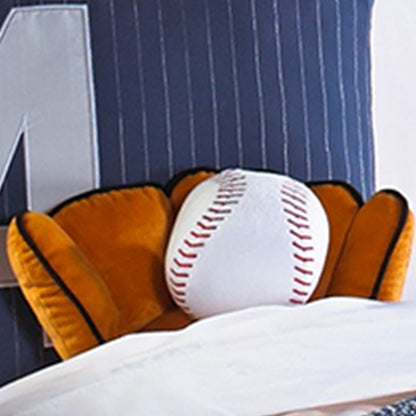 6 Piece Polyester Full Comforter Set with Baseball Inspired Print, Blue - View 4