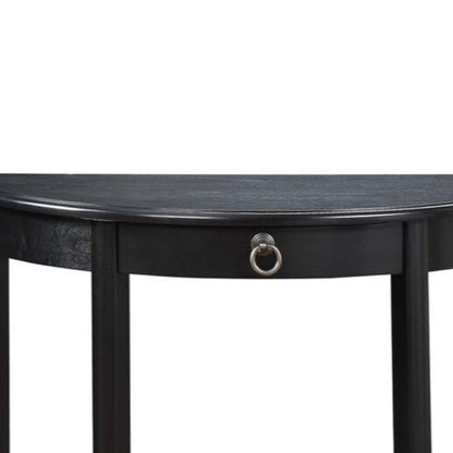 Wooden Half Moon Shaped Console Table with One Storage Drawer, Black - View 3