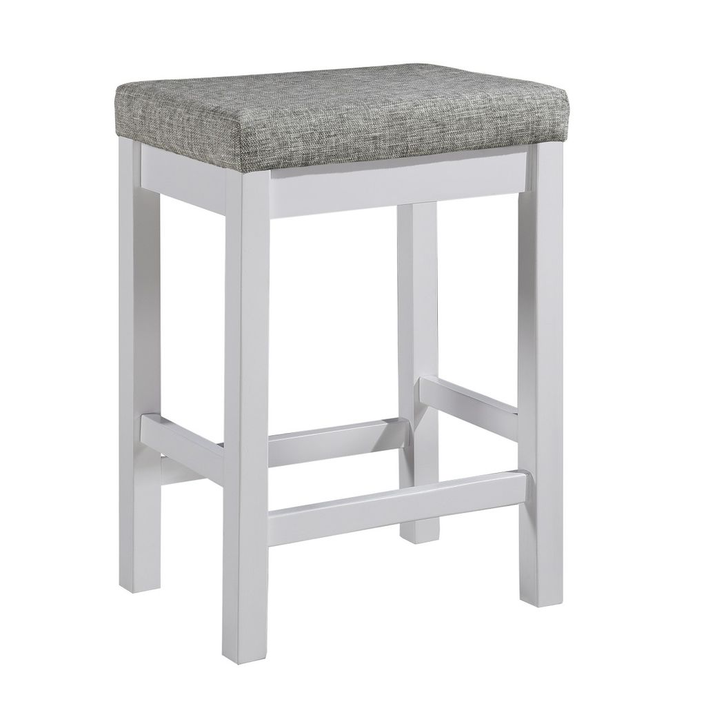 4 Pc 1 Drawer Counter Height Table with Backless Stools, White and Gray - View 3