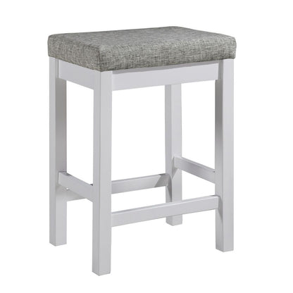 4 Pc 1 Drawer Counter Height Table with Backless Stools, White and Gray - View 3