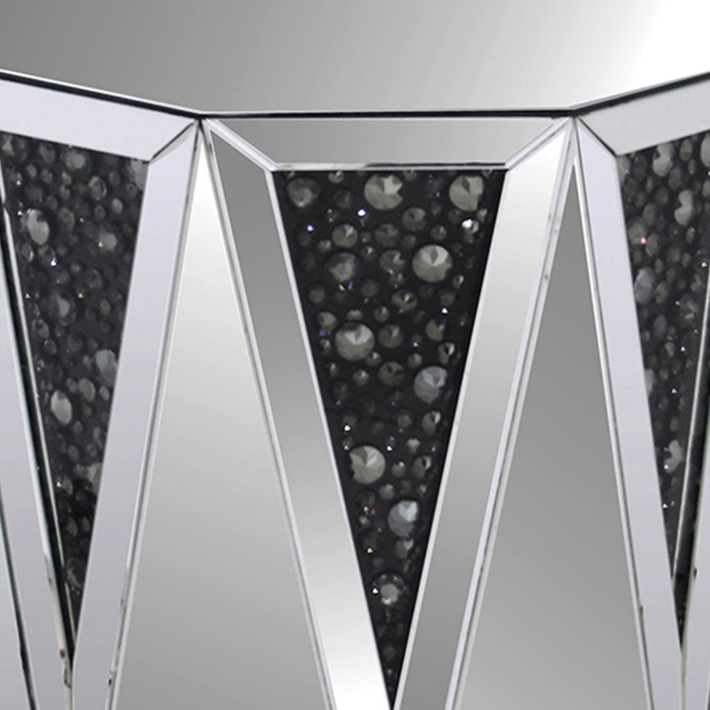 End Table With Octagonal Mirrored Top, Clear And Black - View 5