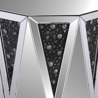 End Table With Octagonal Mirrored Top, Clear And Black - View 5