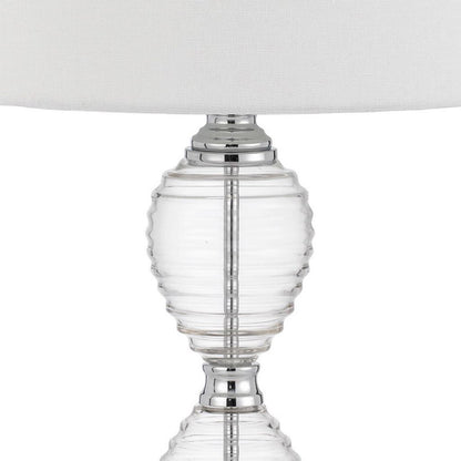 23 Inch Hourglass Ribbed Glass Base Table Lamp, Dimmer, Clear - View 4