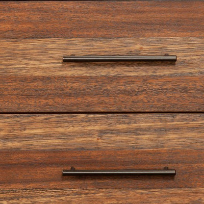 Paul 35 Inch Small Dresser Chest, 3 Drawers, Metal Bar Handles, Warm Brown - View 3
