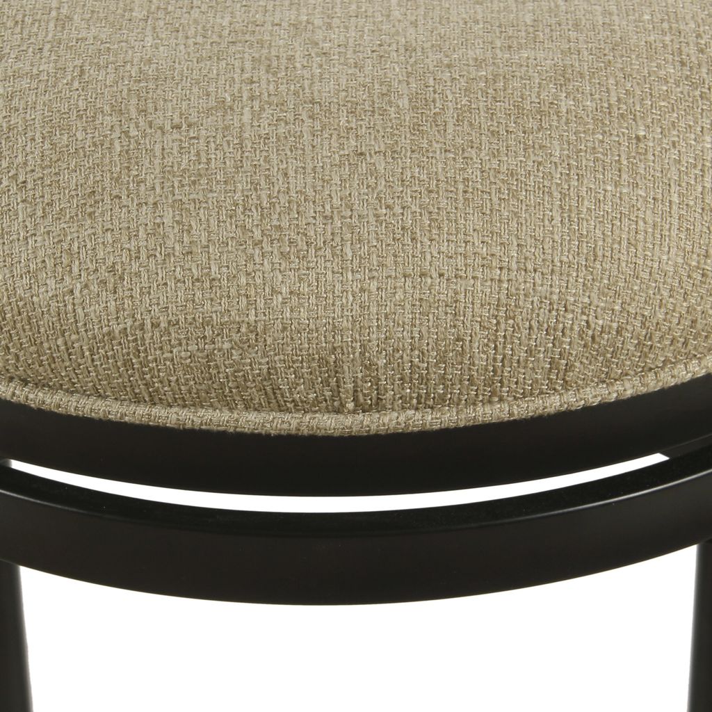 Metal Counter Stool with Swivelling Fabric Padded Seat, Beige and Black - View 4