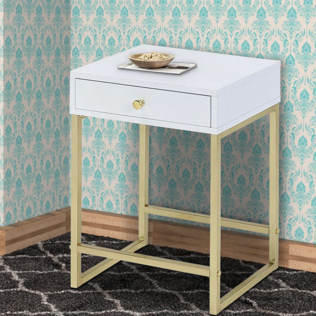 Astonishing Side Table, White & Gold - View 7