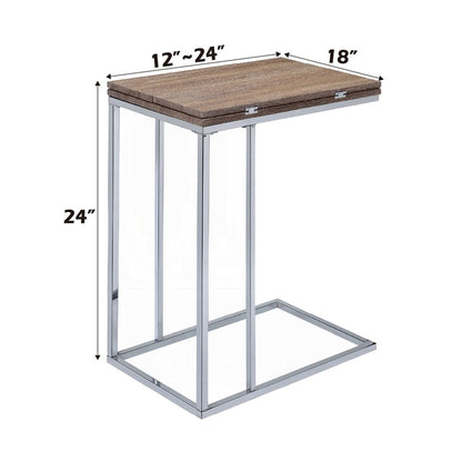 Vogue Side Table, Weathered Oak & Chrome - View 6
