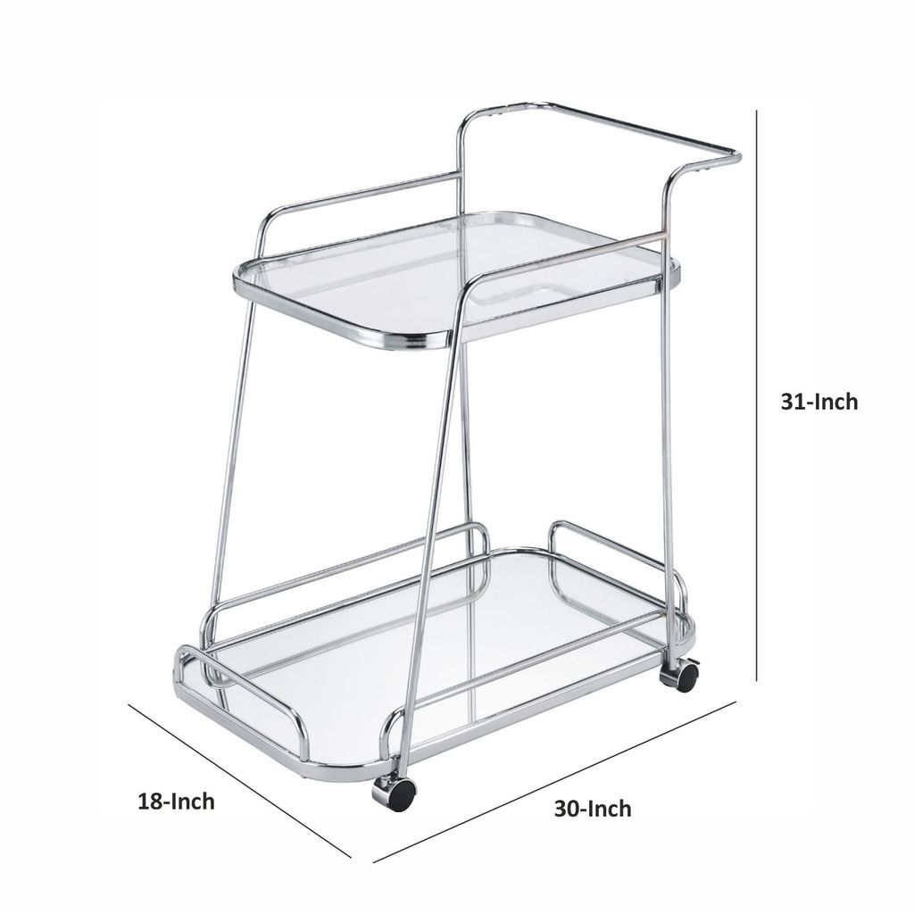 Clear Glass 2-Tier Serving Cart With Chrome Finish - View 6