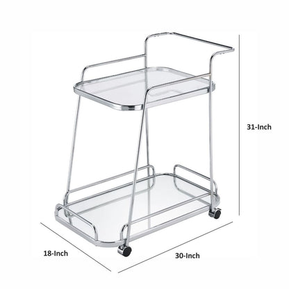 Clear Glass 2-Tier Serving Cart With Chrome Finish - View 6