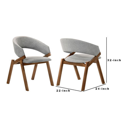 Talulah Gray Fabric and Walnut Veneer Dining Side Chairs - Set of 2 - View 6