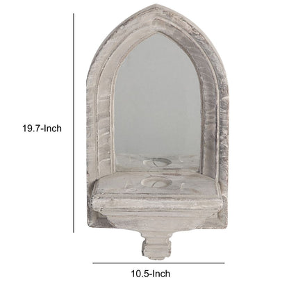 Cement Protected Decorative Wall Mirror, Washed White - View 5