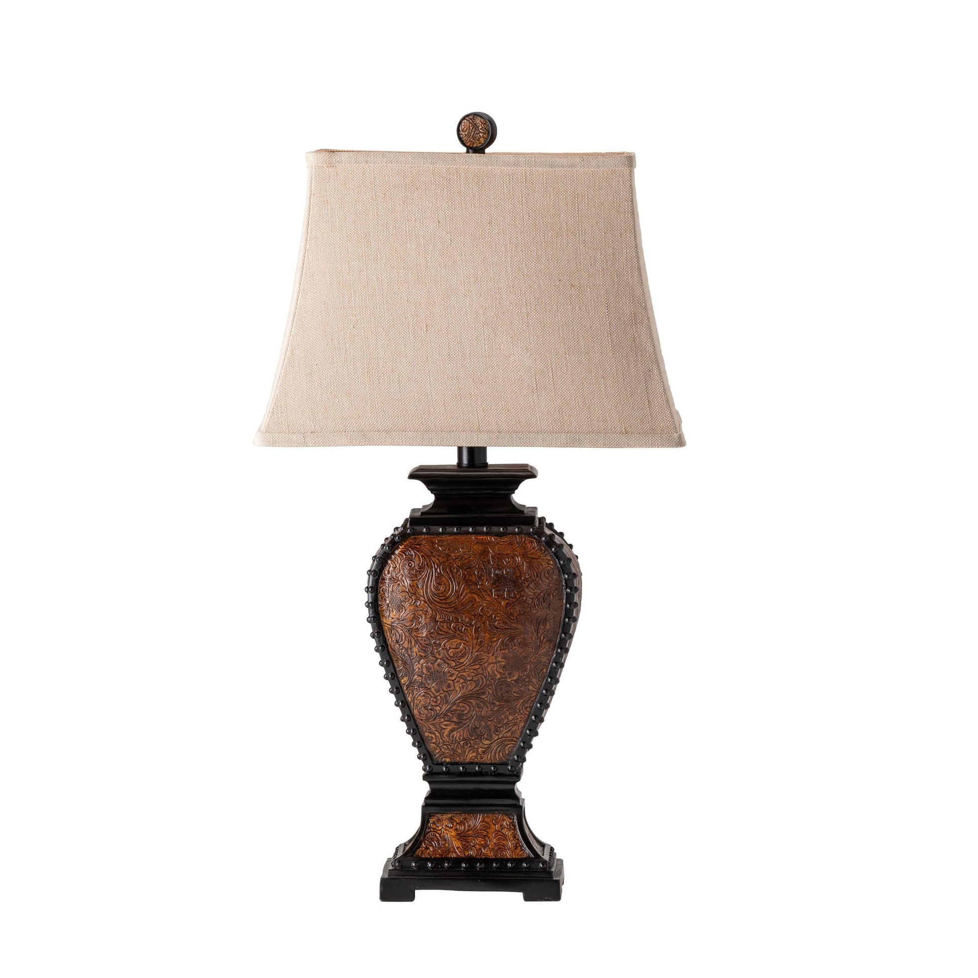 Tooled Leather Table Lamp