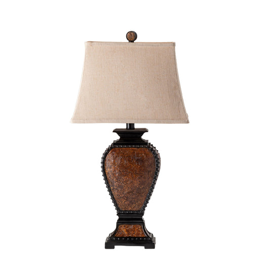 Tooled Leather Table Lamp
