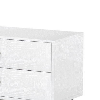 Hart 32 Inch Modern Nightstand, 2 Drawers, Textured Lacquer Finish, White - View 2