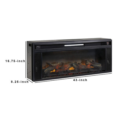 43 Inches Electric Fireplace Insert with Log Set Look, Black - View 6