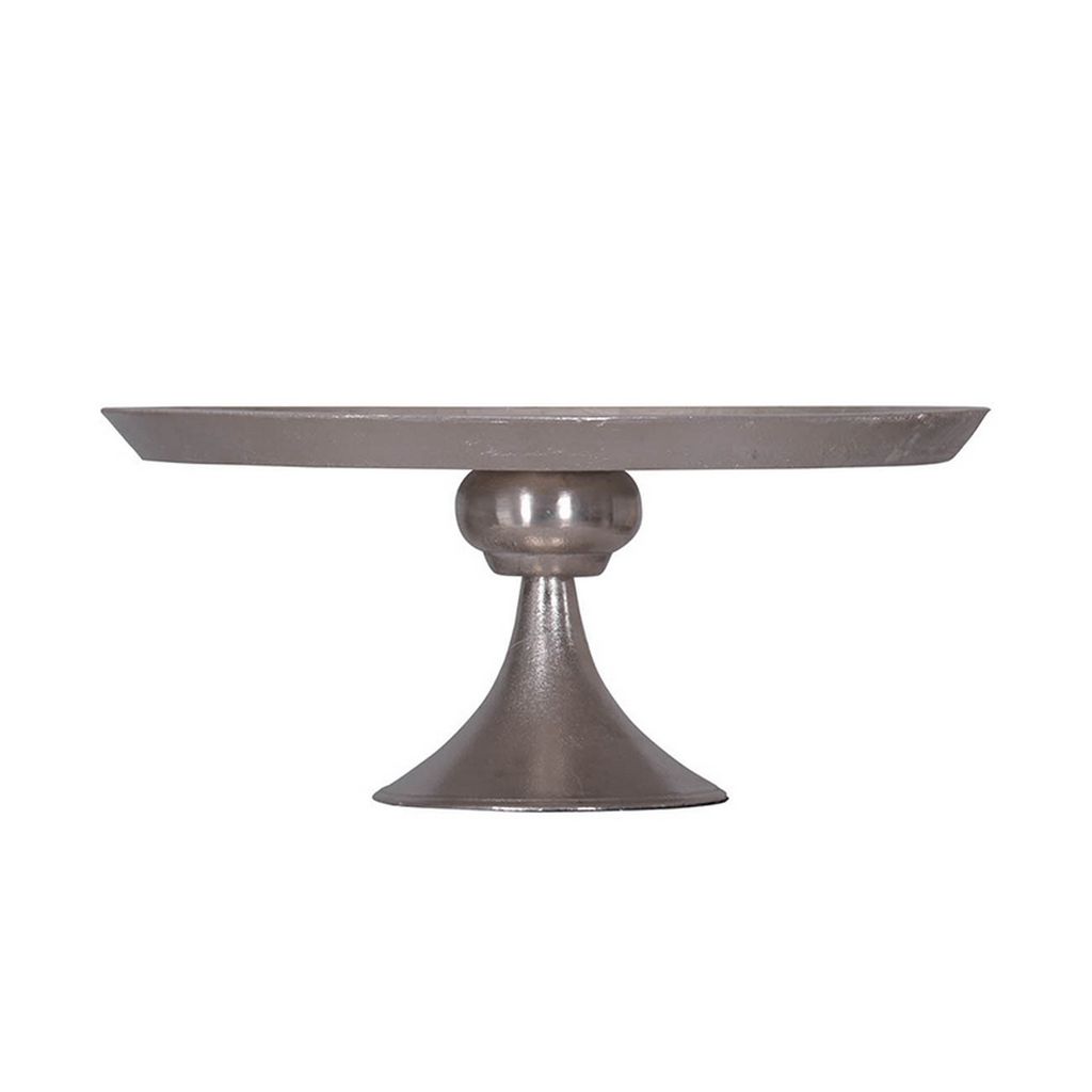 Aluminum Round Footed tray, Silver - View 3