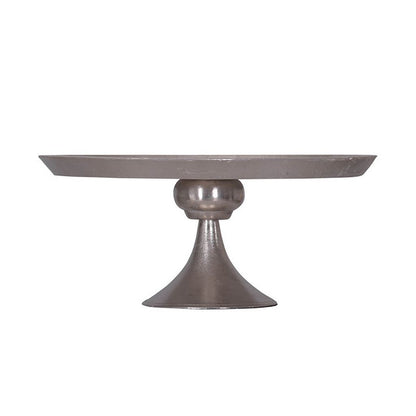 Aluminum Round Footed tray, Silver - View 3