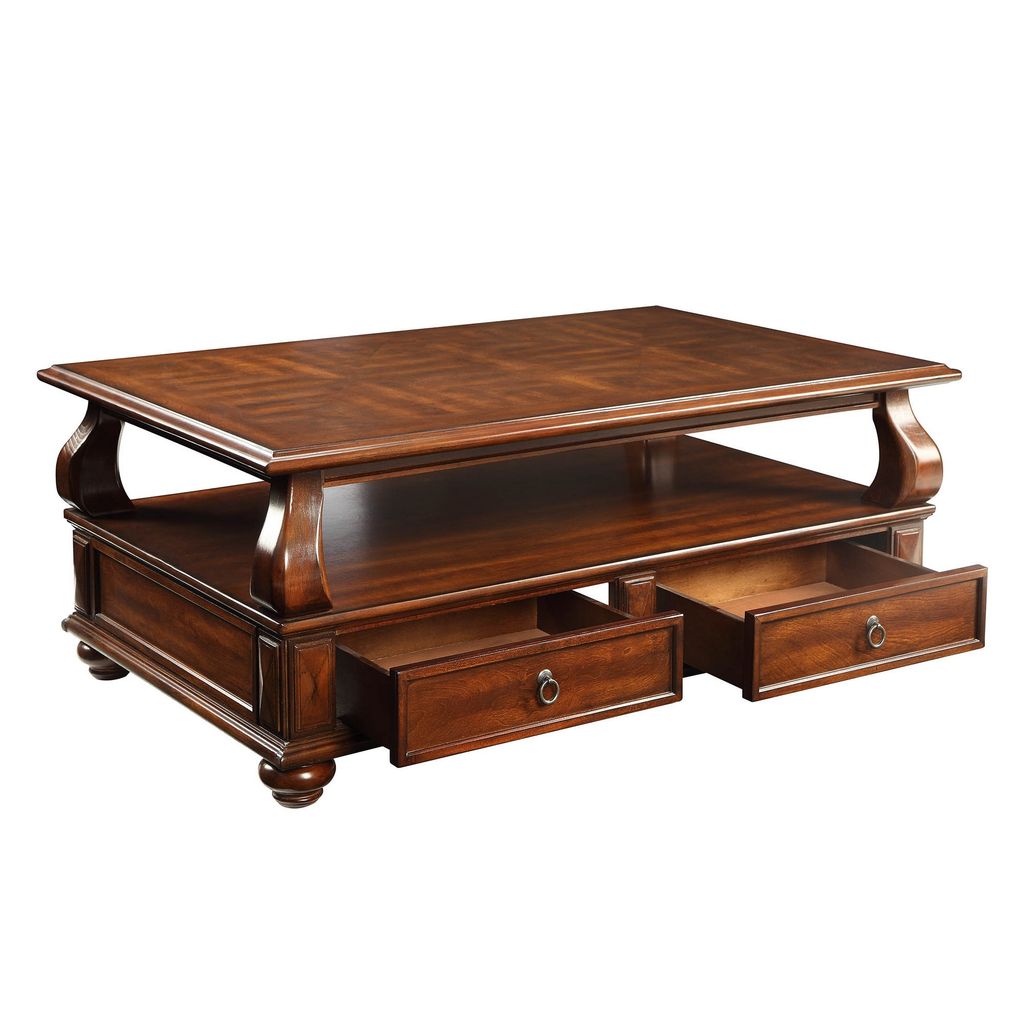 Elegant Coffee Table With 2 Drawers , Walnut Brown - View 4