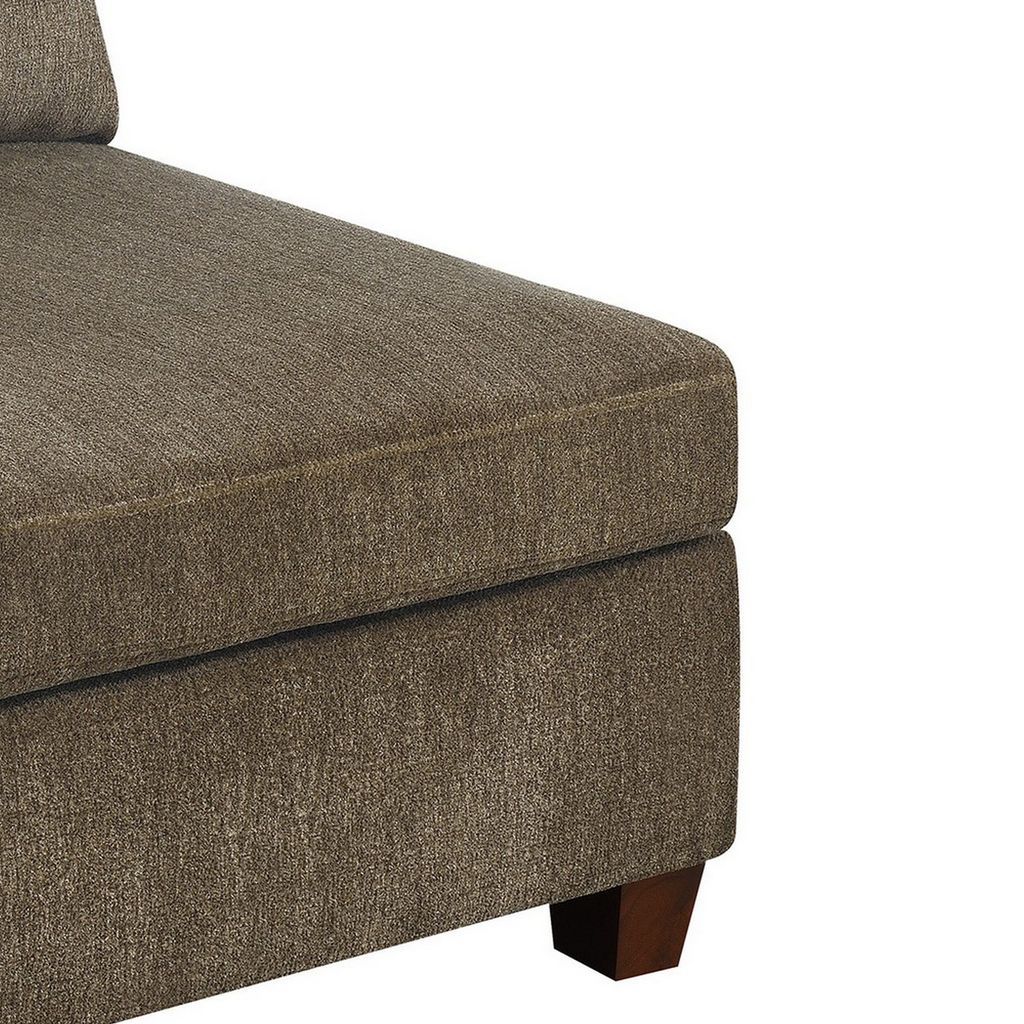 Fabric Armless Chair with Loose Back Pillows, Brown - View 5