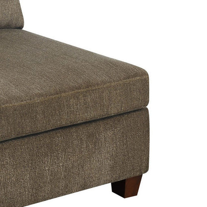 Fabric Armless Chair with Loose Back Pillows, Brown - View 5