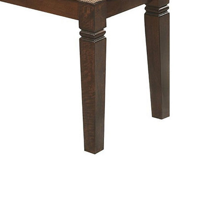 Fabric Upholstered Solid Wooden Bench, Light & Dark Brown - View 5