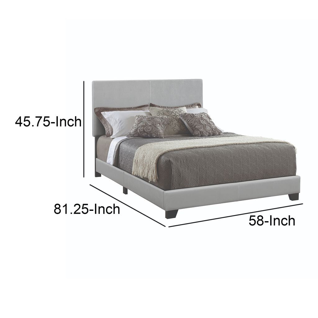 Leather Upholstered Full Size Platform Bed, Gray - View 6