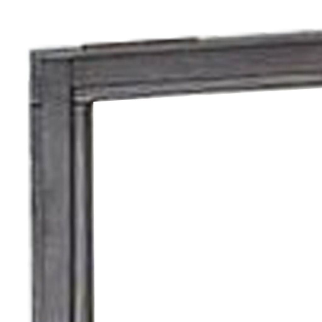 38 Transitional Style Square Wooden Frame Mirror, Gray - View 5