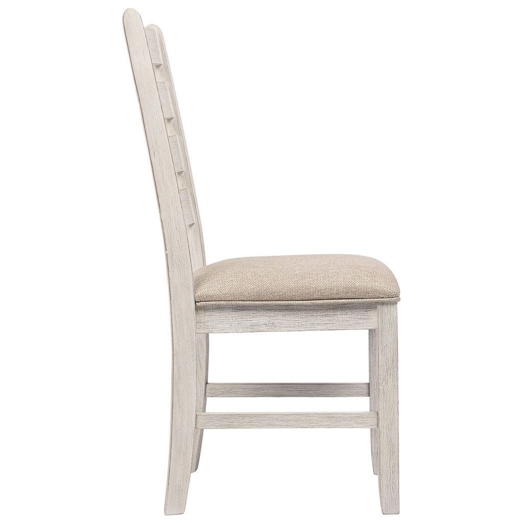 Fabric Dining Side Chair with Ladder Back, Set of 2, White and Brown - View 3