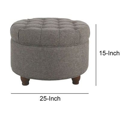 Fabric Upholstered Wooden Ottoman with Tufted Lift Off Lid Storage, Dark Gray - View 6