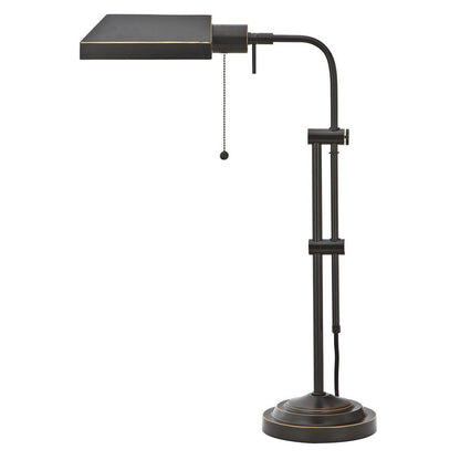 Metal Rectangular Desk Lamp with Adjustable Pole, Black