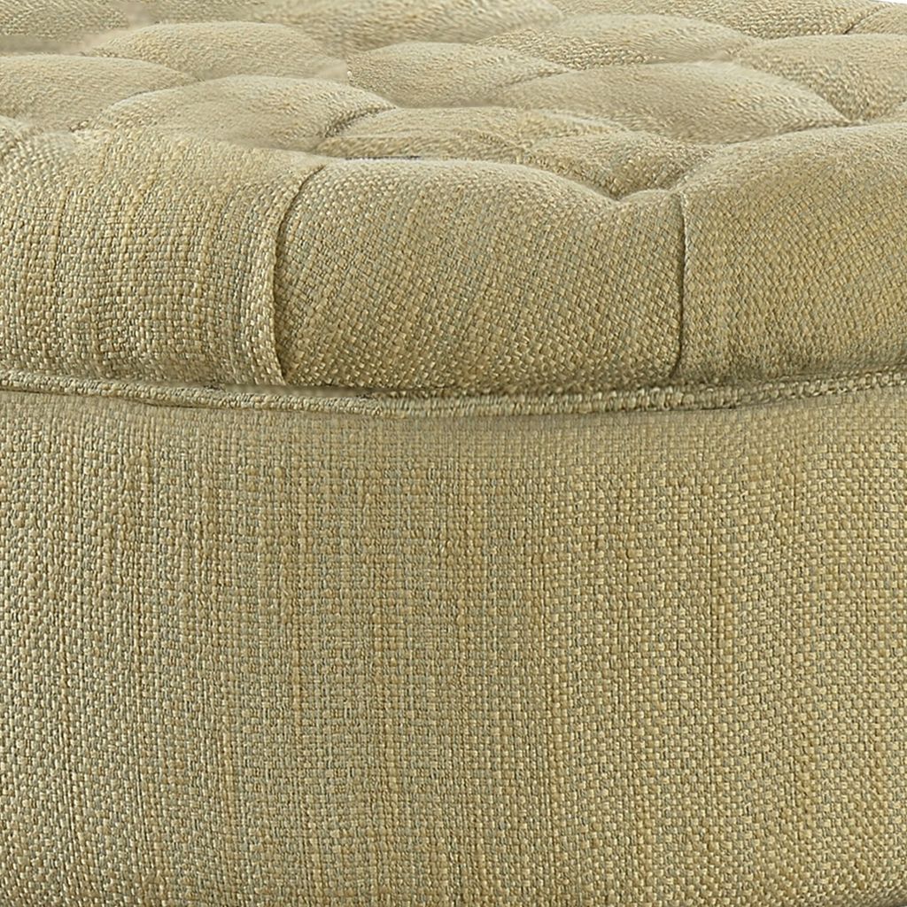 Fabric Upholstered Wooden Ottoman with Tufted Lift Off Lid Storage, Beige and Brown - View 4
