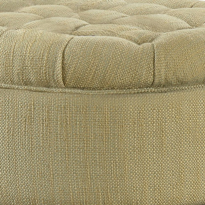 Fabric Upholstered Wooden Ottoman with Tufted Lift Off Lid Storage, Beige and Brown - View 4