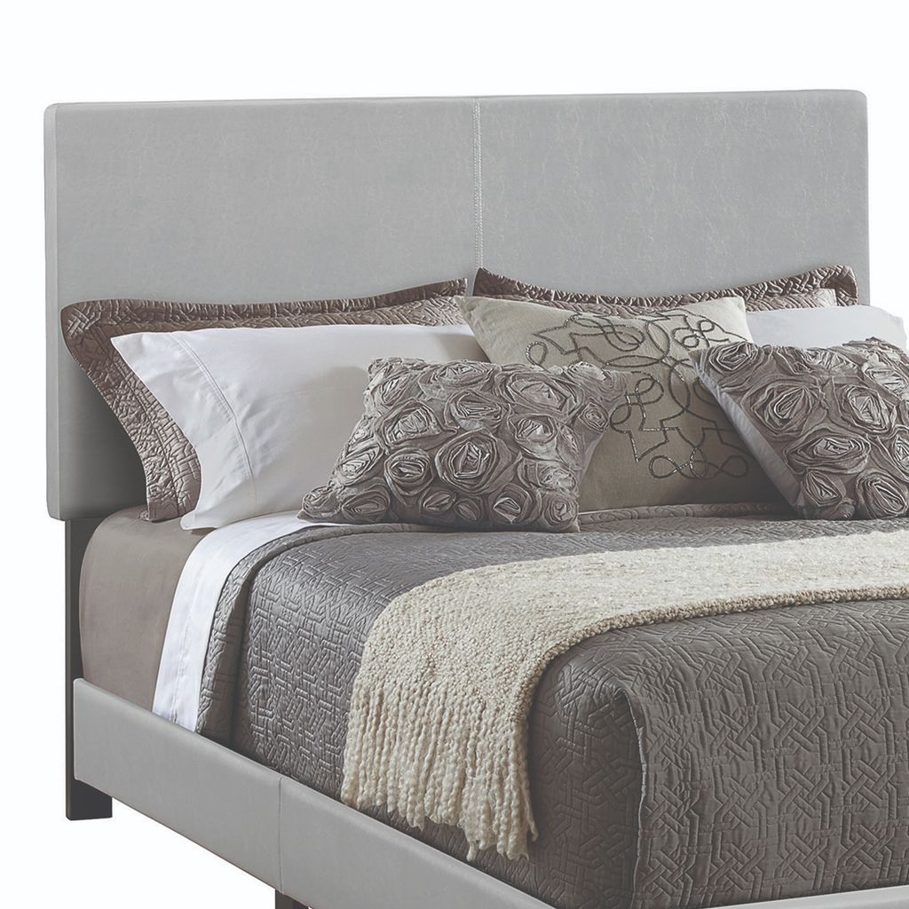 Leather Upholstered Full Size Platform Bed, Gray - View 3