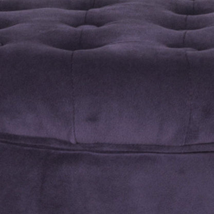 Button Tufted Velvet Upholstered Wooden Ottoman with Hidden Storage, Purple and Brown - View 4