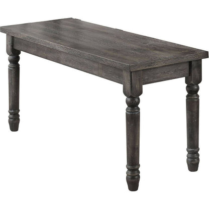 Transitional Style Wood Bench with Turned Legs, Gray - View 4