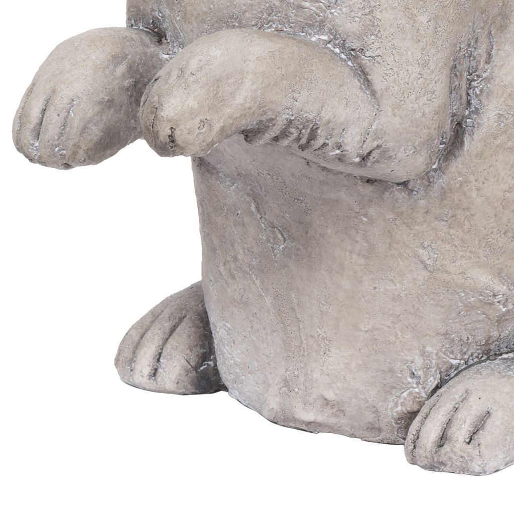 Antique Styled Raw Textured Polyresin Standing Rabbit Planter, Gray - View 4
