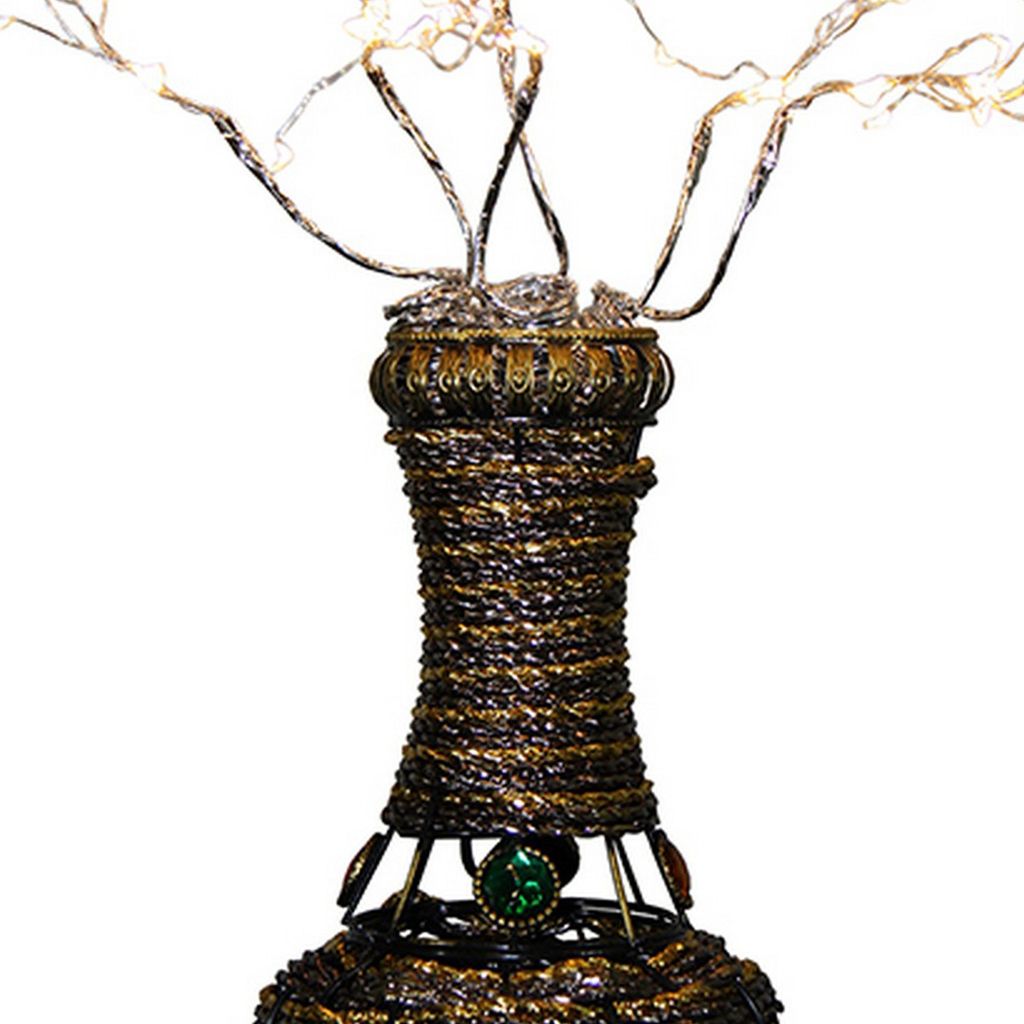 Tree Table Lamp with Aluminum Wire and Multiple LED, White - View 4