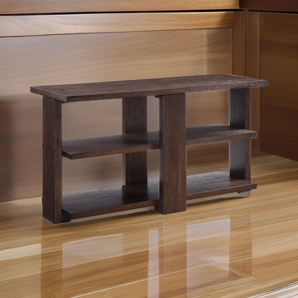 Wooden Sofa Table with 2 Open Display Shelves, Brown - View 7