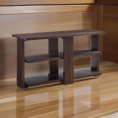 Wooden Sofa Table with 2 Open Display Shelves, Brown - View 7