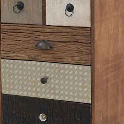 42 Inch Tall Dresser Chest, Multicolor, 6 Drawers, Sturdy Sled Base, Brown - View 2