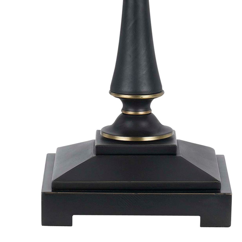 Metal Body Table Lamp with Fabric Tapered Bell Shade, Beige and Black - View 2