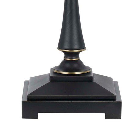 Metal Body Table Lamp with Fabric Tapered Bell Shade, Beige and Black - View 2