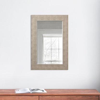 Structure 26 x 38 Modern Rectangular Mirror, Shargeen Texture, Bevel, Ivory - View 6