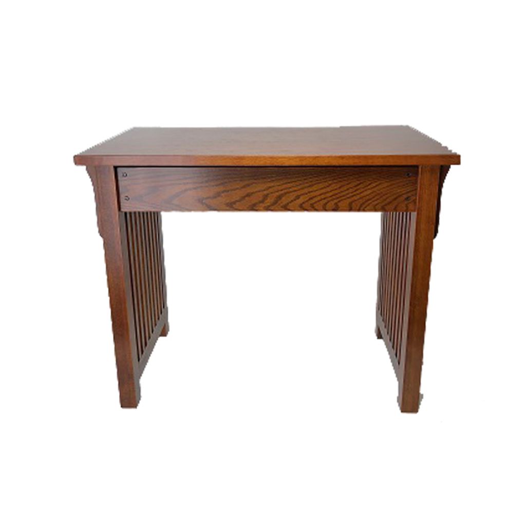 Wooden Frame Writing Desk with 1 Drawer and Slatted Sides, Brown - View 3
