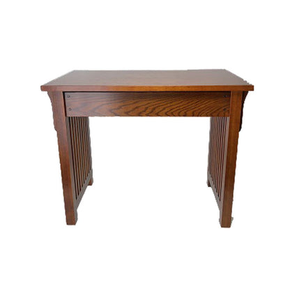 Wooden Frame Writing Desk with 1 Drawer and Slatted Sides, Brown - View 3