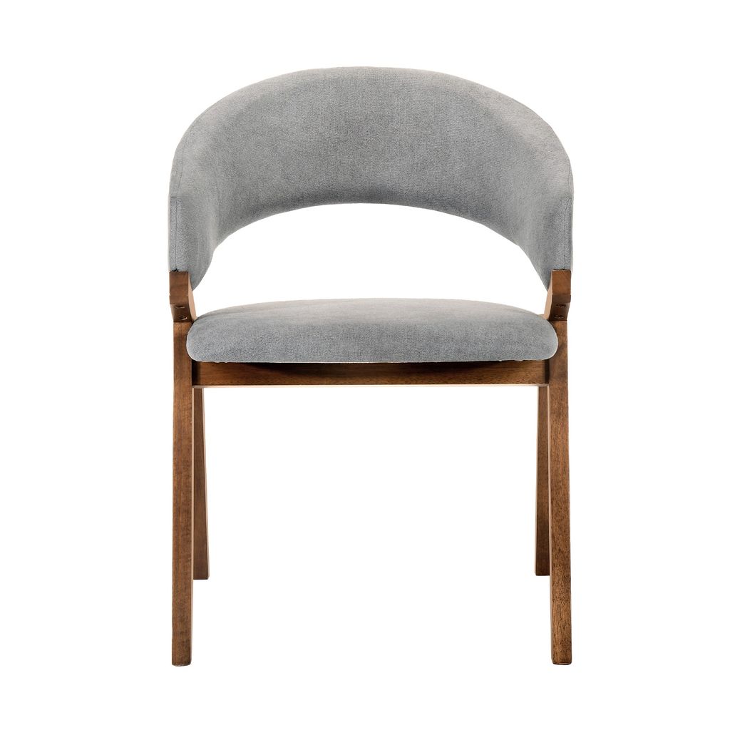 Talulah Gray Fabric and Walnut Veneer Dining Side Chairs - Set of 2 - View 3