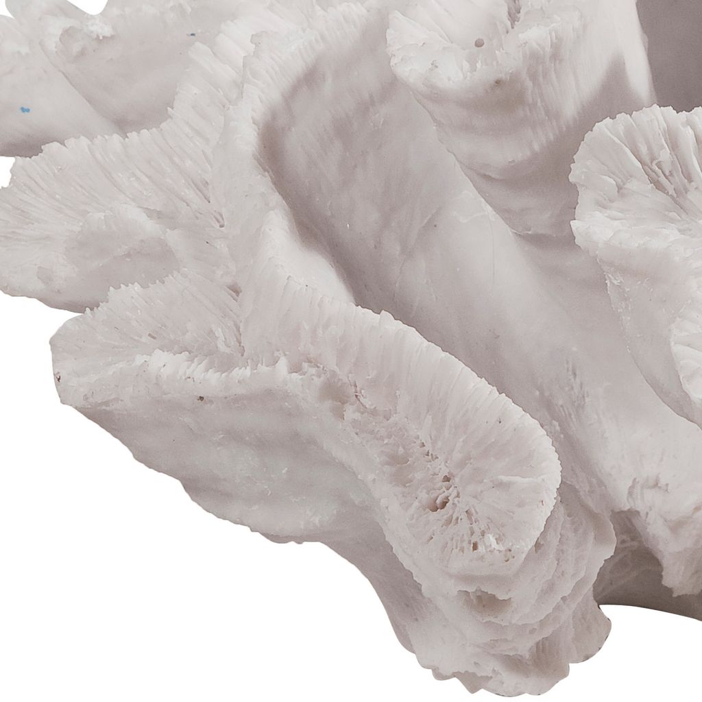 Lily 9 Inch Faux Coral Table Figurine, Polyresin Textured Sculpture, White - View 4