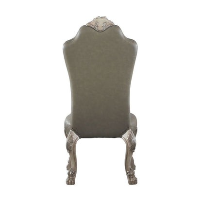 Leatherette Side Chair with High Back and Claw Legs, Set of 2,Antique White - View 4