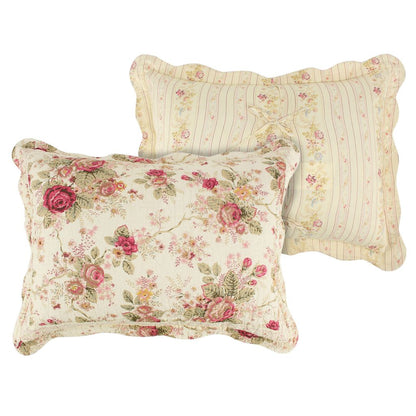 Rosle 3 Piece Queen Bedspread Set, Floral Print, Scalloped, Cream, Pink - View 3