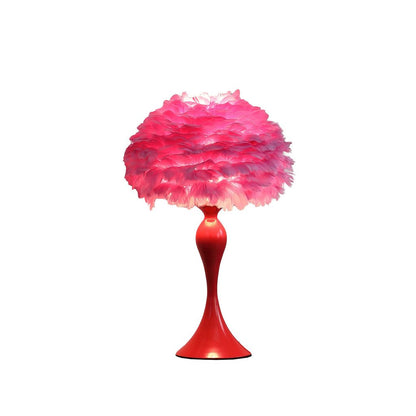 Lily 24 Inch Metal Glam Feather Table Lamp, Candlestick, 40W, Pink, Red - View 2